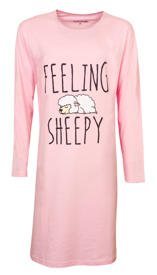 Temptation Dames Nachthemd - Bigshirt - Licht Roze