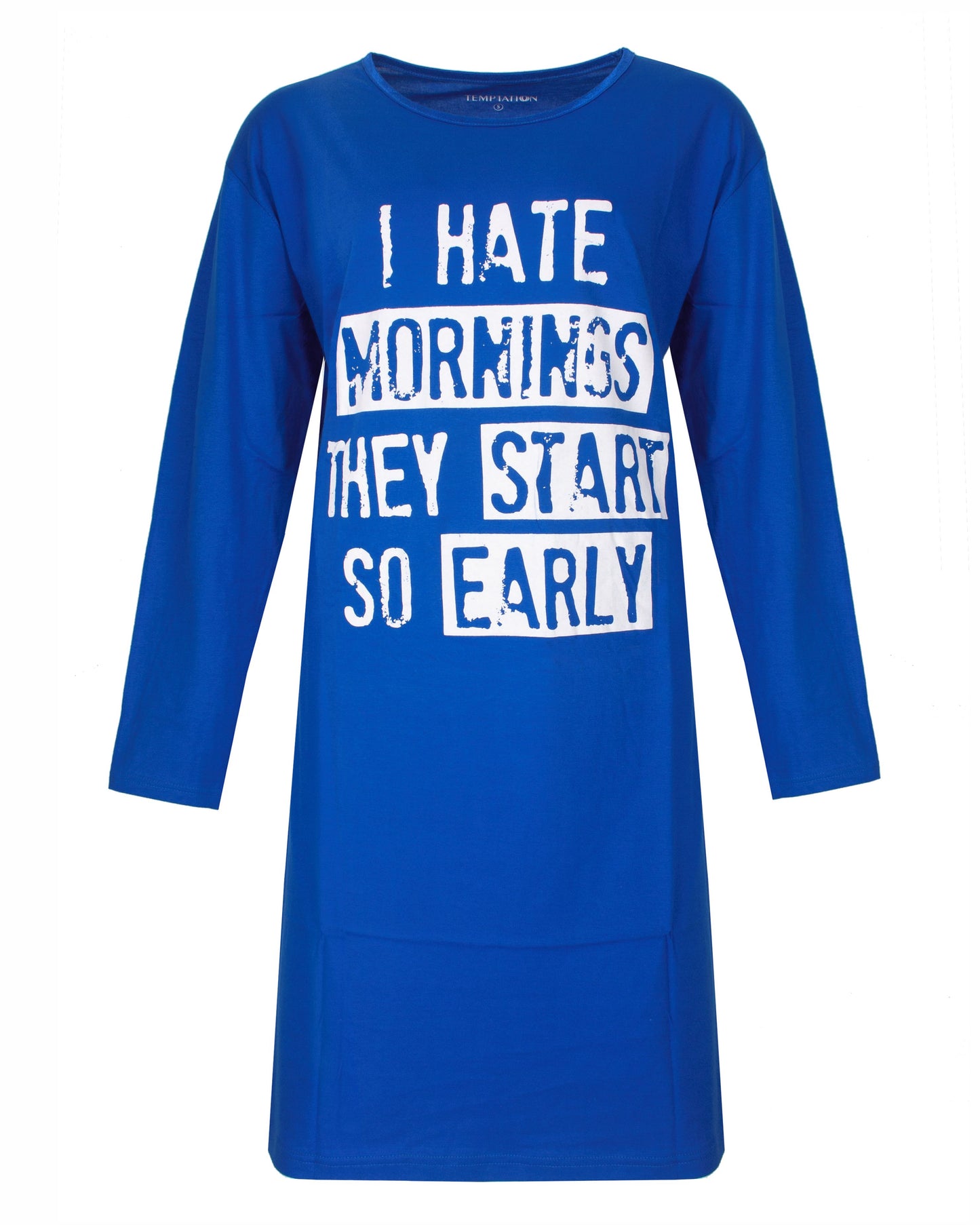 Temptation Dames Big Shirt - Tekstprint op de borst -  Blauw