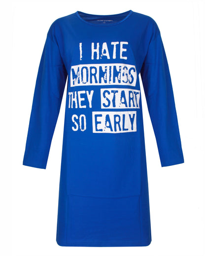 Temptation Dames Big Shirt - Tekstprint op de borst -  Blauw