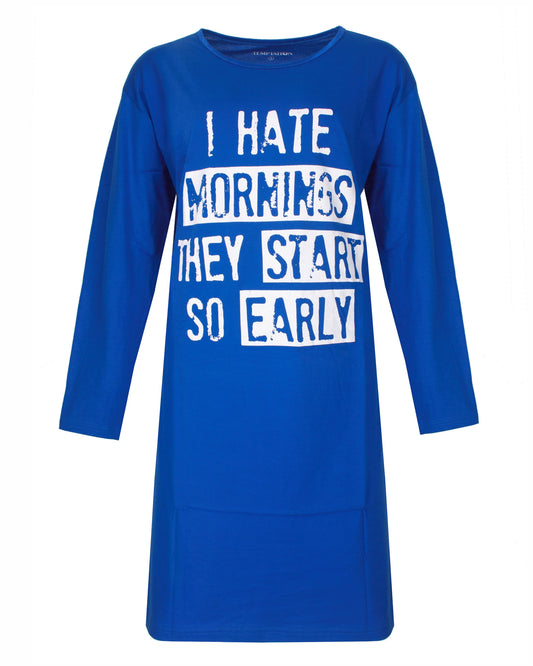Temptation Dames Big Shirt - Tekstprint op de borst -  Blauw