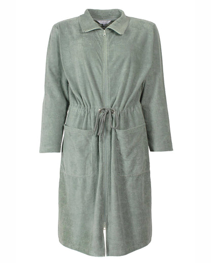 Tenderness Dames Badjas - Badstof - Rits - Zacht- Licht Groen