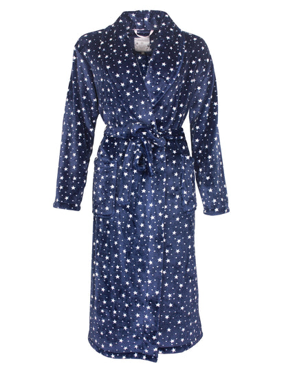 Tenderness Dames Badjas - Fleece - Sjaalkraag - Blauw