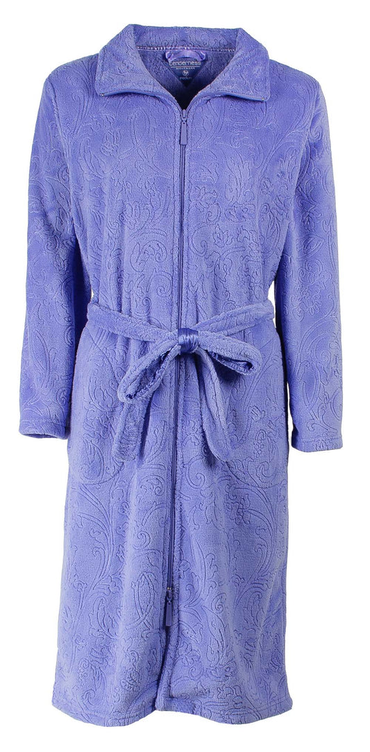 Tenderness Dames Badjas - Fleece - Rits - Blue