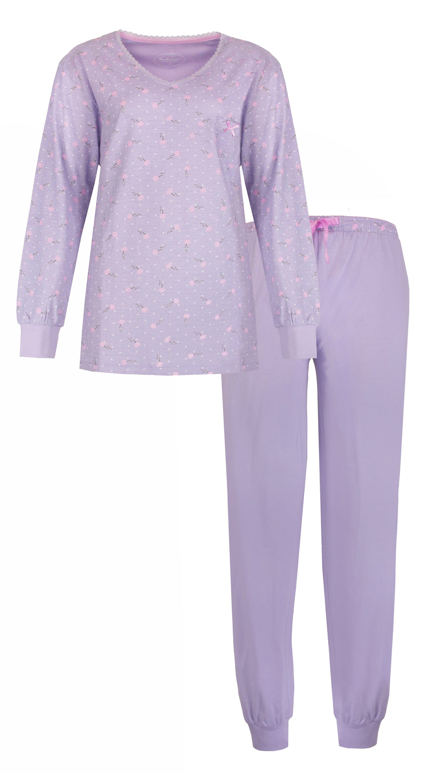 Tenderness Dames Pyjama Set - 100% Katoen - Lavendel Lila