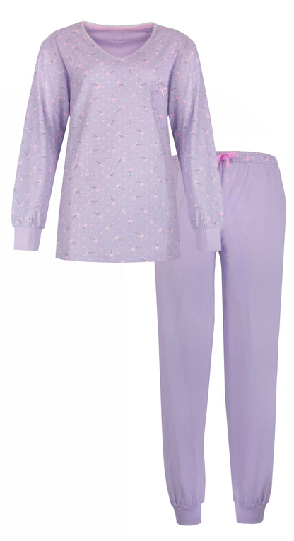 Tenderness Dames Pyjama Set - 100% Katoen - Lavendel Lila