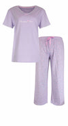 Tenderness Dames Pyjama-3/4 Broek-Korte Mouwen - Bloemetjes print - Lavendel Lila