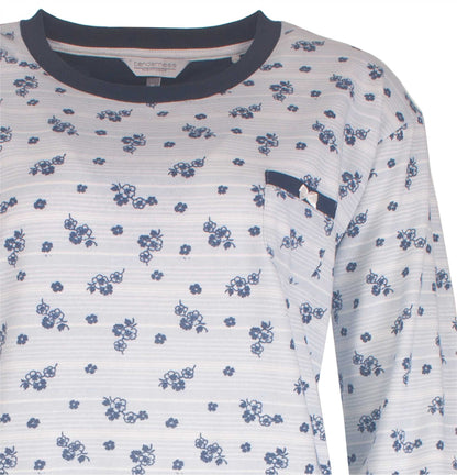Tenderness Dames Pyjama - Fleece - Bloemen - Licht Blauw