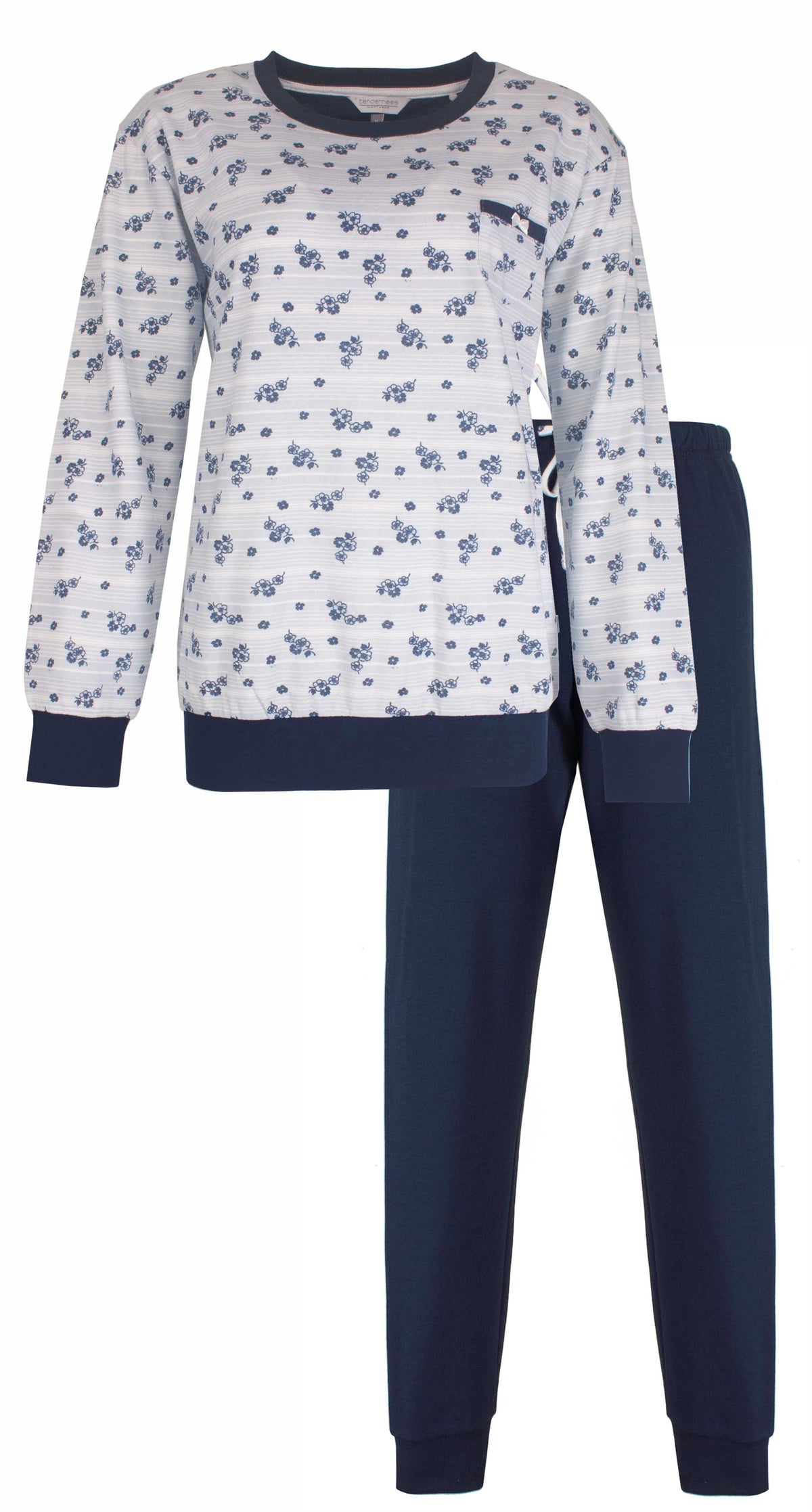 Tenderness Dames Pyjama - Fleece - Bloemen - Licht Blauw