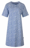 Medaillon Dames Nachthemd - Slaapkleedje - Katoen - Blauw