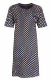 Medaillon Dames Nachthemd - 100% Gekamde Katoen - Blauw