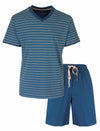 MEQ Heren Shortama - Gestreept Dessin - Korte Mouwen - Blauw