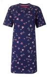 Irresistible Dames Nachthemd - Roze Hartjes - Katoen - Blauw
