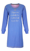 Irresistible Dames Nachthemd - Katoen - Wit Stippen - Blauw