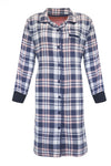 Irresistible Dames Nachthemd - Flannel - Doorknoop - Blauw