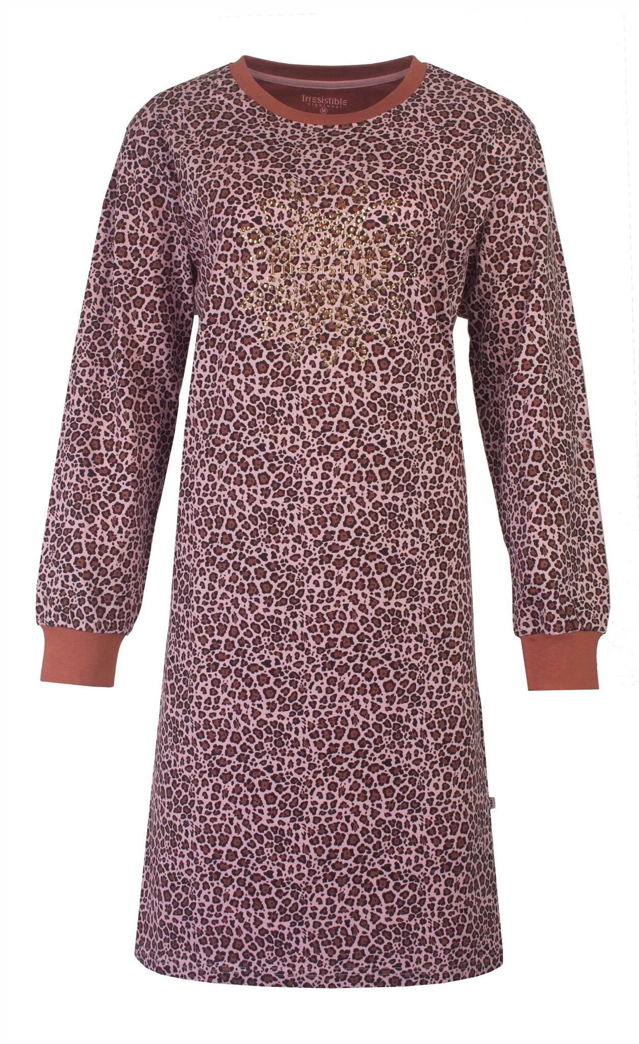 Irresistible Dames Nachthemd - Katoen - Panter Print - Roze