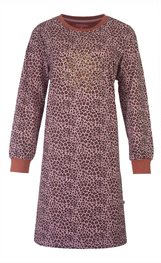 Irresistible Dames Nachthemd - Katoen - Panter Print - Roze