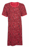 Irresistible Dames Nachthemd - Katoen - Panterprint - Rood