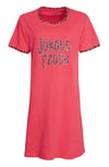 Irresistible Dames Nachthemd - 100% Gekamde Katoen - Rood
