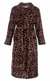 Irresistible Dames Ochtendjas - Fleece - Panterprint - Bruin