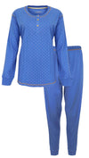 Irresistible Dames Pyjama - Katoen - Polo Sluiting - Blauw