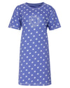 Irresistible Dames Nachthemd - Korte Mouwen - Allover Geprint - Blauw