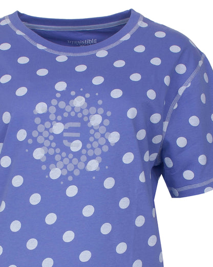  Irresistible Dames Nachthemd - Korte Mouwen - Allover Geprint - Blauw - detail