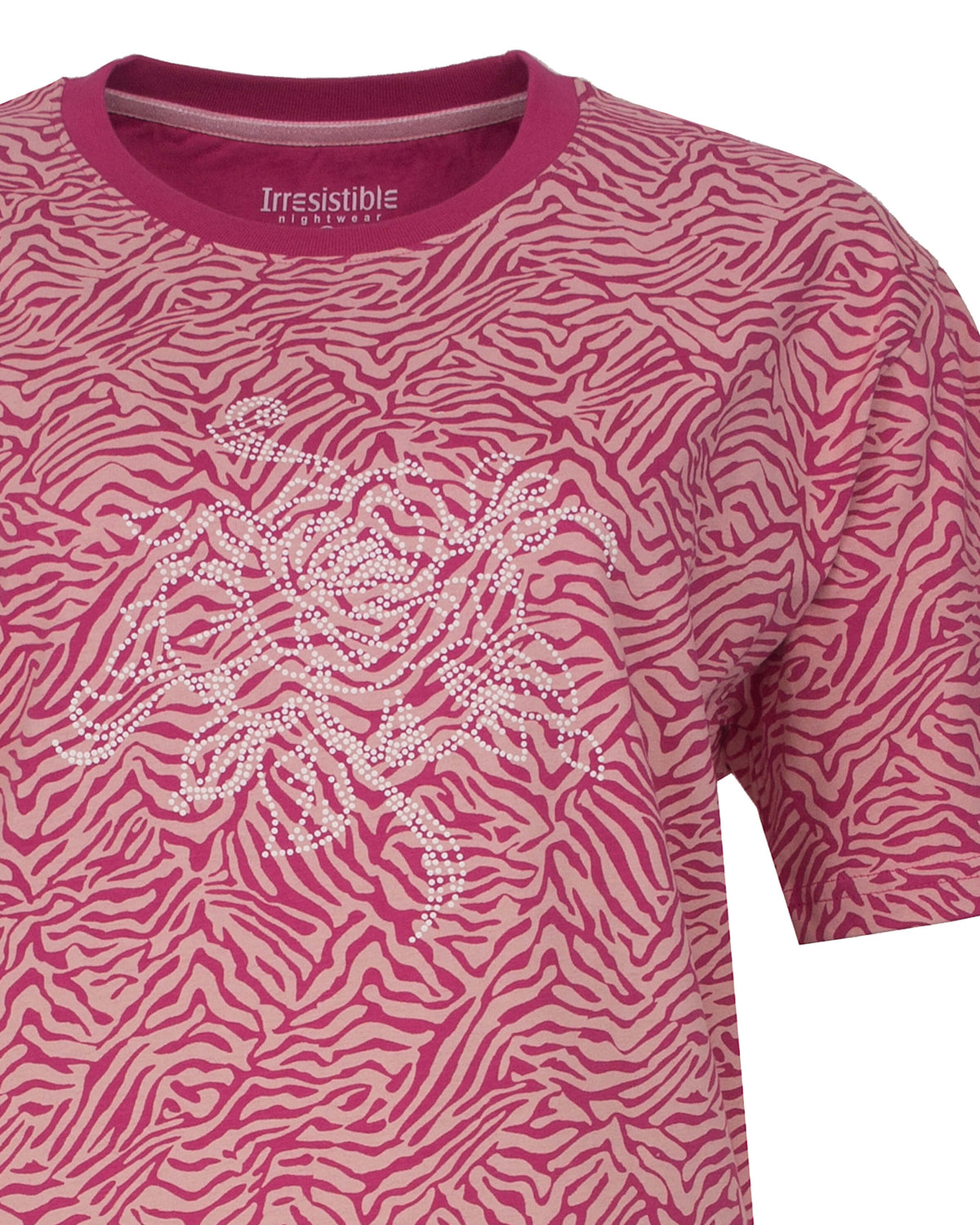 Irresistible Dames Nachthemd - Korte Mouwen - Roze - detail