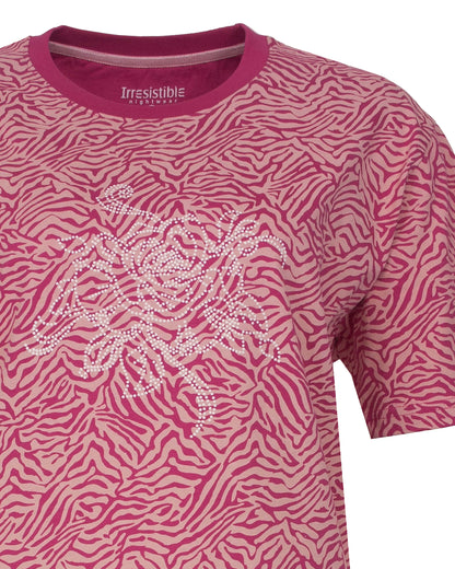  Irresistible Dames Nachthemd - Korte Mouwen - Roze - detail