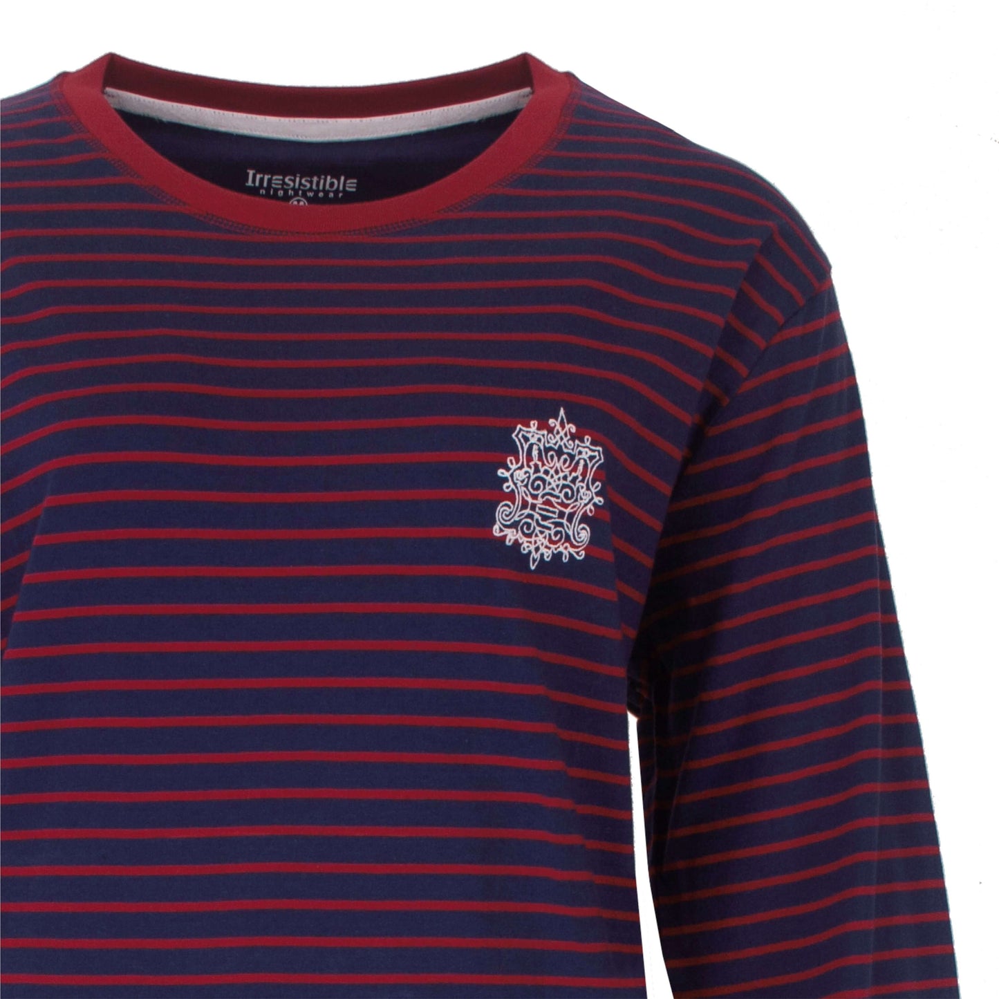  Irresistible dames Nachthemd - lange Mouwen - Streep Blauw Rood - detail