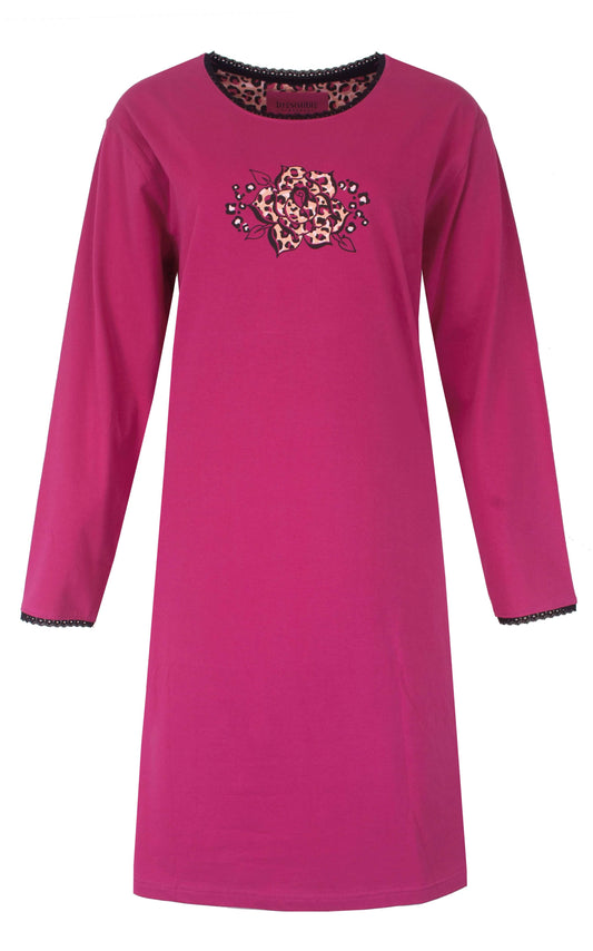 Irresistible Dames Nachthemd - Lange Mouwen -  Pink - vooraanzicht