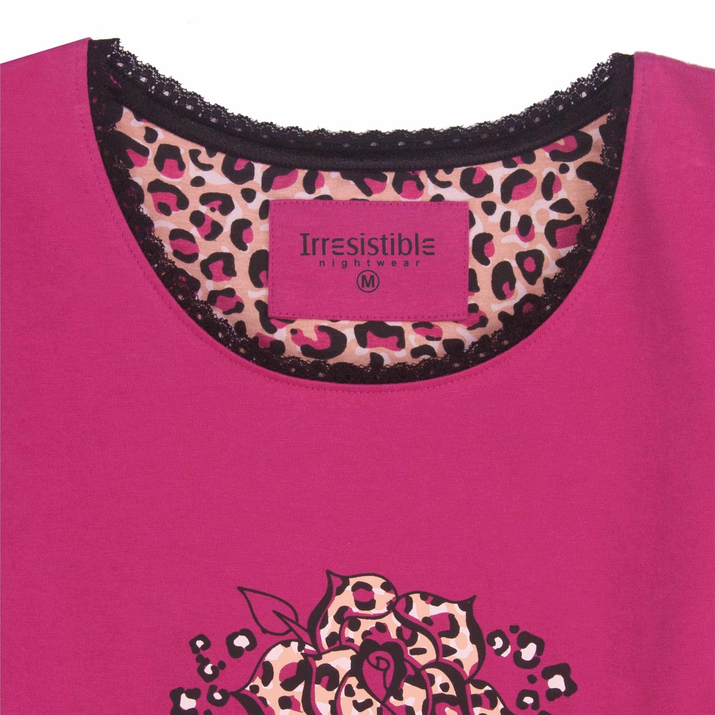 Irresistible Dames Nachthemd - Lange Mouwen -  Pink - detail