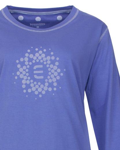  Irresistible Dames Pyjama - Lange Mouwen - Blauw - detail