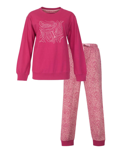 Irresistible Dames Pyjama- Lange Mouwen - Katoen - Fuchsia