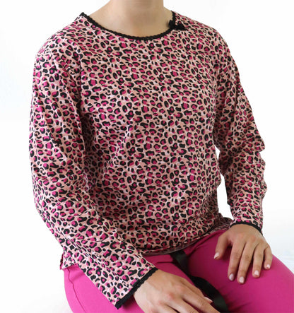 Irresistible Dames Pyjama - Lange Mouwen - Top met panterprint - Katoen - Pink Panterprint - afbeelding 6