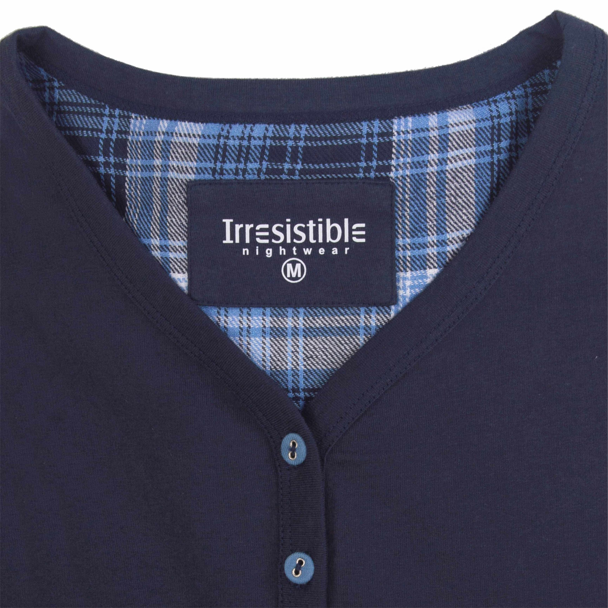 Irresistible dames Pyjama - lange Mouwen - katoen -  Indigo Blauw - detail