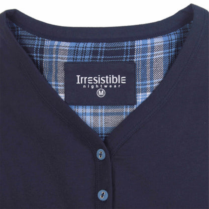 Irresistible dames Pyjama - lange Mouwen - katoen -  Indigo Blauw - detail