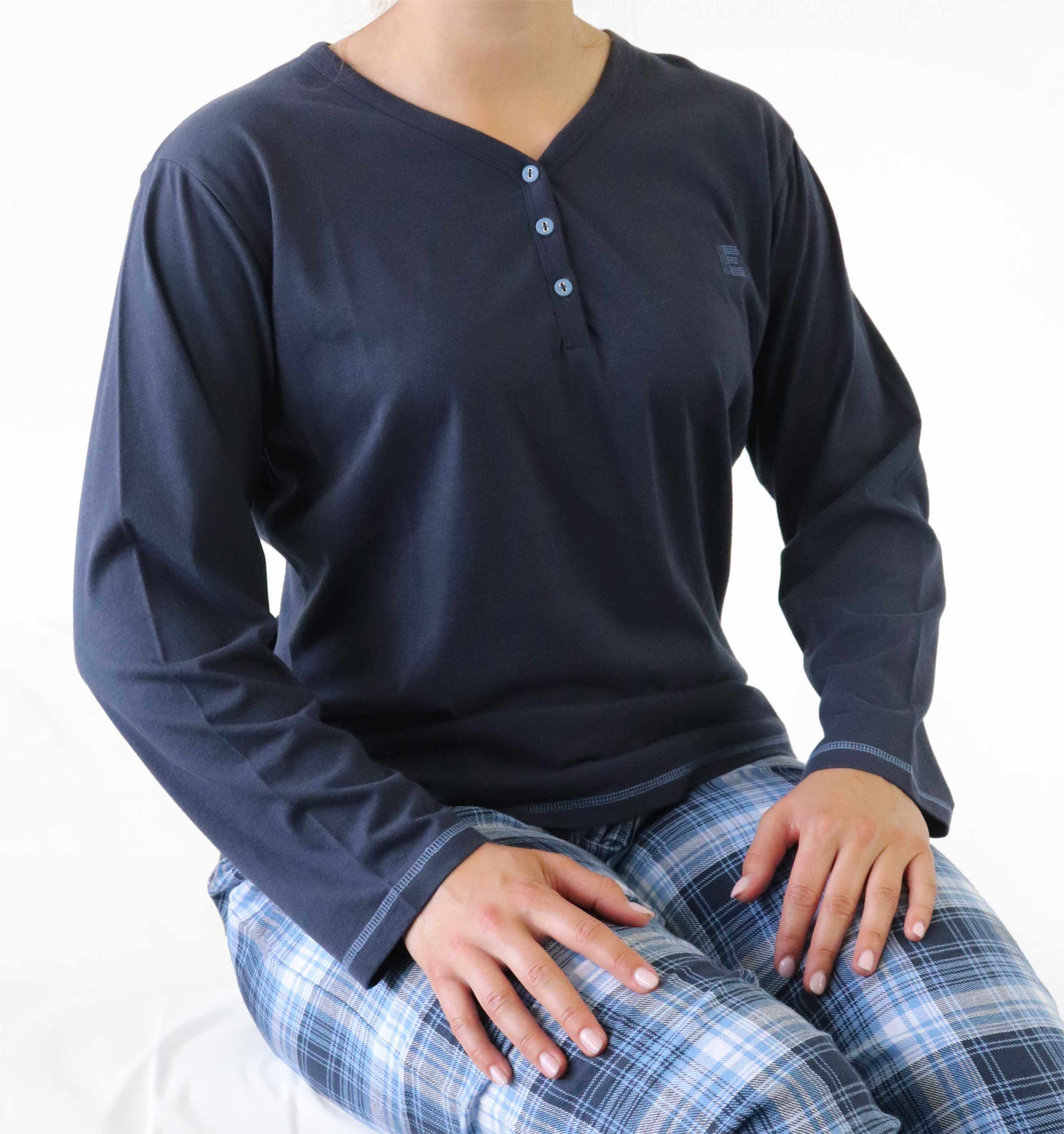 Irresistible dames Pyjama - lange Mouwen - katoen -  Indigo Blauw - afbeelding 6