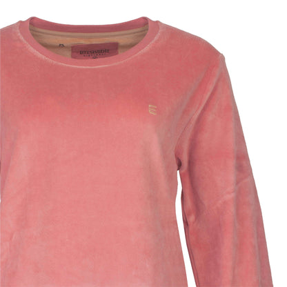 Irresistible Dames Velours Pyjama - lange Mouwen - Rond hals - Roze - detail