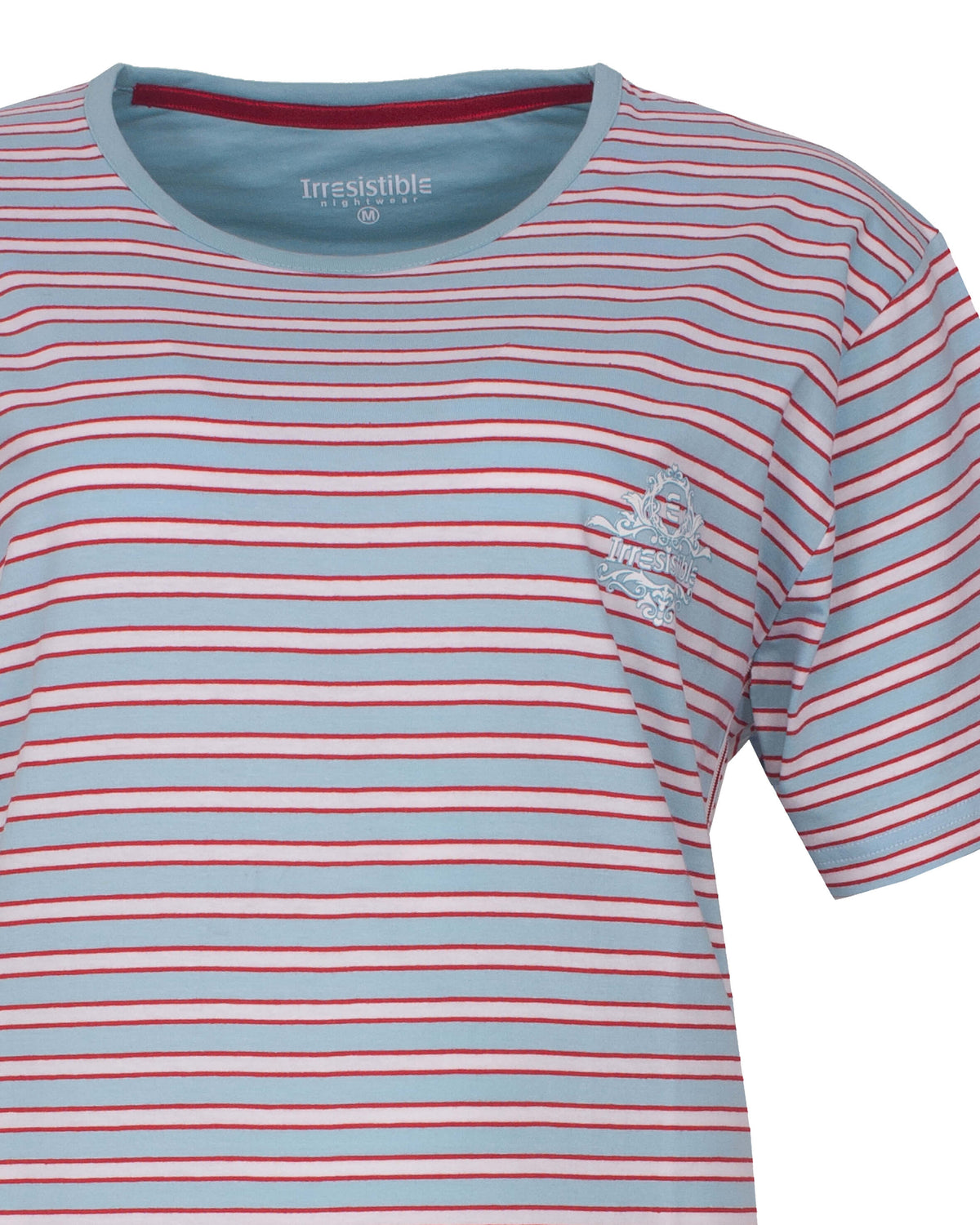  Irresistible Dames  Shortama -  Gestreept - Korte Mouwen - Licht Blauw - detail