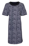 Medaillon Dames Nachthemd - Ronde Hals - Katoen - Blauw
