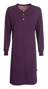 Medaillon Dames Nachthemd - Witte Stippen - Donker Paars