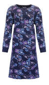 Medaillon Dames Nachthemd - 100% Katoen - Gebloemd - Blauw