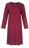 Medaillon Dames Nachthemd - Katoen - Polo Sluiting - Rood