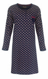 Medaillon Dames Nachthemd - Polo Sluiting - Navy Blauw