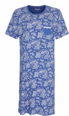 Medaillon Dames Nachthemd - Geprint Dessin - Katoen - Blauw