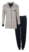 Medaillon Dames Pyjama - Doorknoop - Katoen - Wit