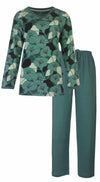 Medaillon Dames Pyjama - Gebloemd Dessin - Katoen - Groen