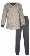 Medaillon Dames Pyjama - Katoen - Geprint Dessin - Grijs