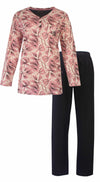 Medaillon Dames Pyjama - Lange Mouw - Bloemenprint - Roze