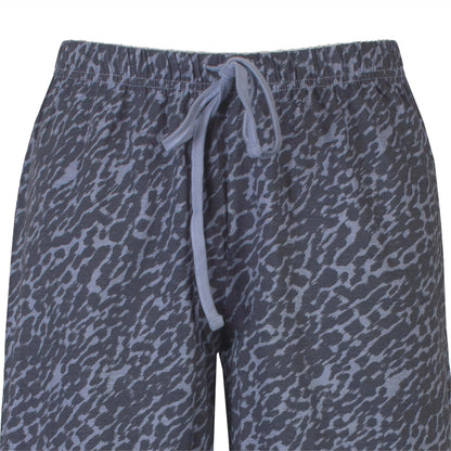 Grijze pyjamabroek met abstract patroon enierenprint patroon en een trekkoord in de taille